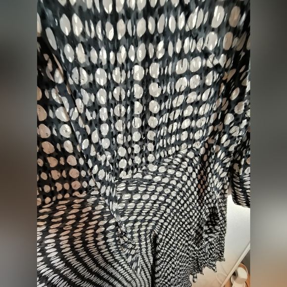 Theory Mesh Polka Dot Assimmetrical Midi Dress Sz L See Through With The Flow - Picture 9 of 16